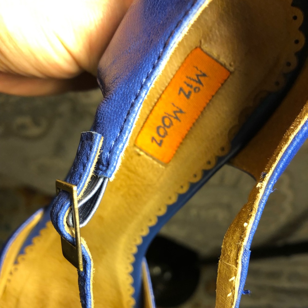 Miz Mooz cobalt blue t-strap pumps with rosette - Picture 2 of 7
